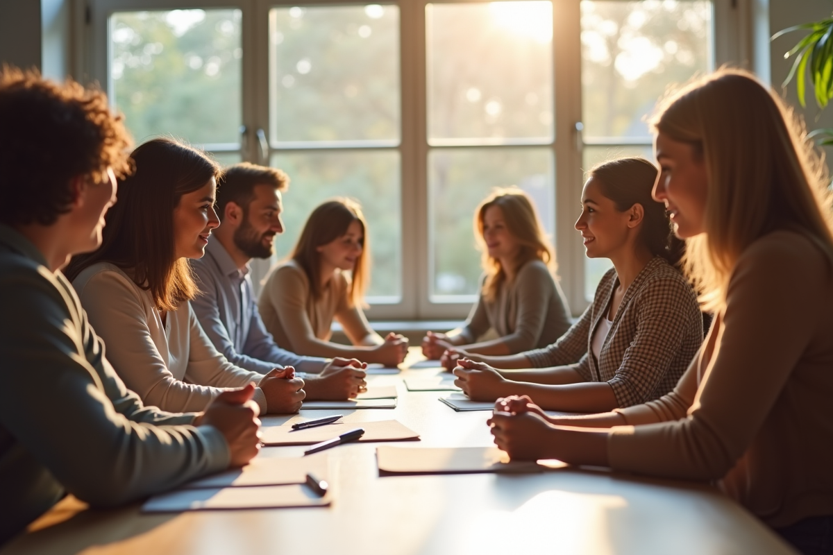 Consultation avec un travailleur social dans un bureau lumineux