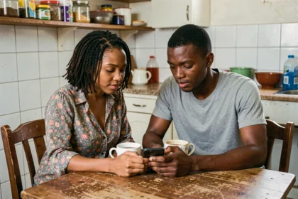 Couple haron tanzit dans un moment intime et authentique à la maison, loin des caméras et des vidéos virales