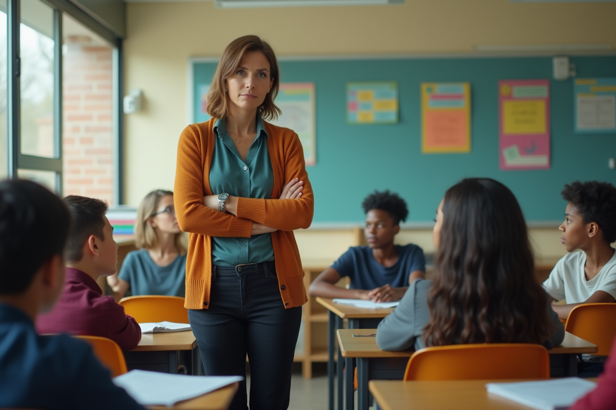 Enseignante observant ses élèves en classe