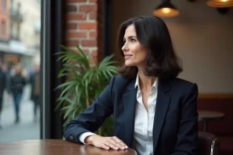Femme élégante dans un café urbain en intérieur