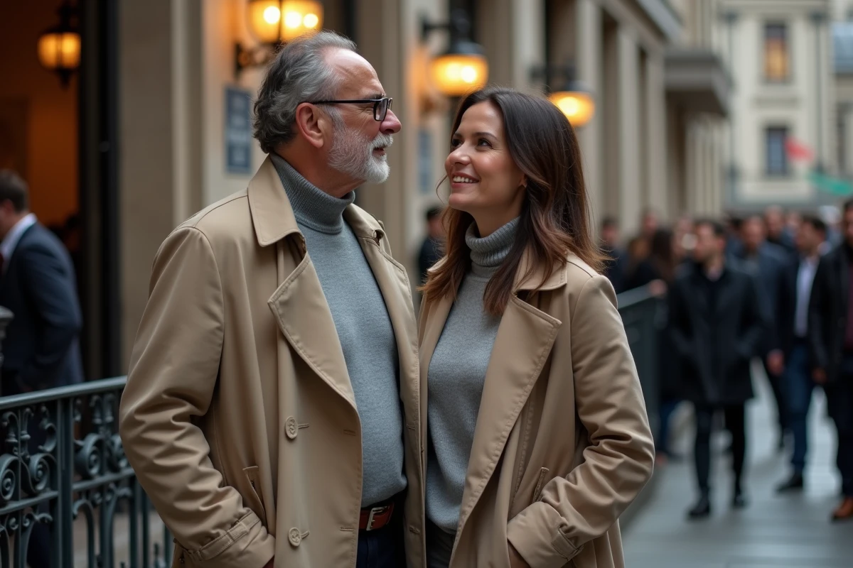 Apparition rare en couple d'Olivier Benkemoun à la sortie d'un événement culturel parisien