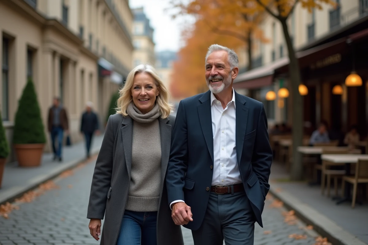 Olivier Benkemoun en couple lors d'une promenade discrète dans les rues de Paris à l'automne